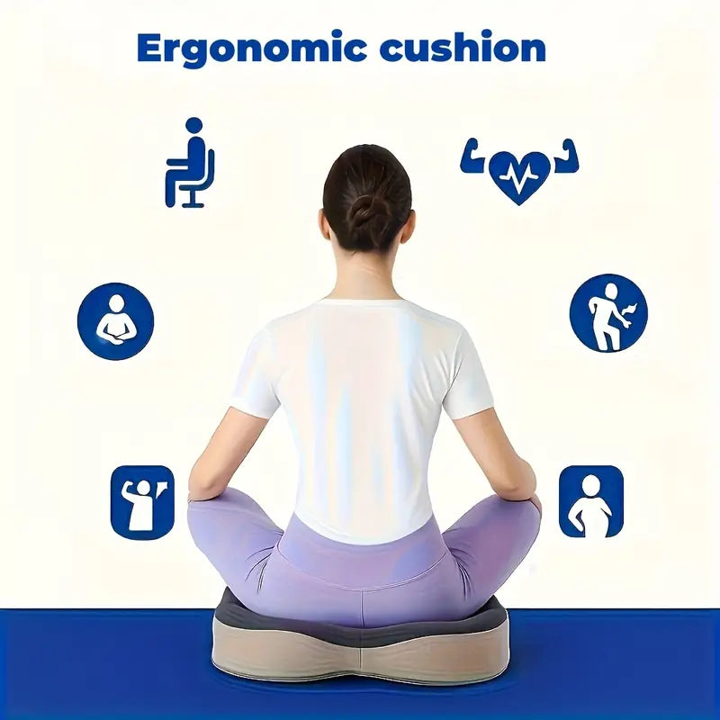 Ergonomic Memory Foam Seat Cushion for Hip, Thigh & Back Support