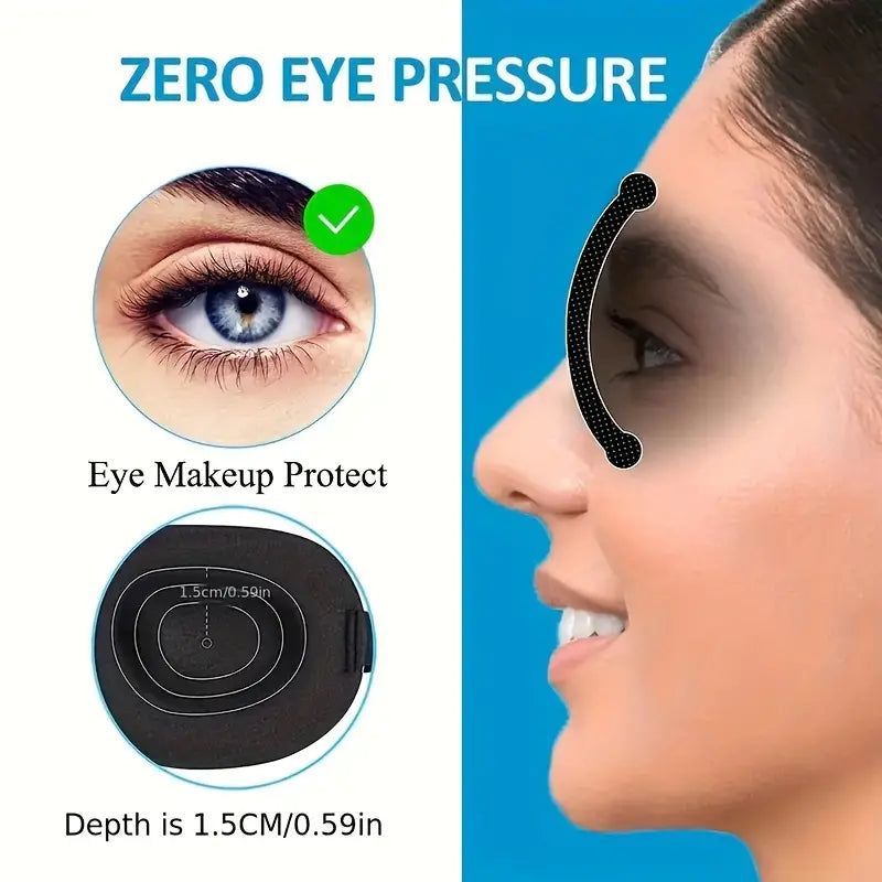 3D Contoured Sleep Mask | Light-Blocking & Zero Eye Pressure | Adjustable Strap
