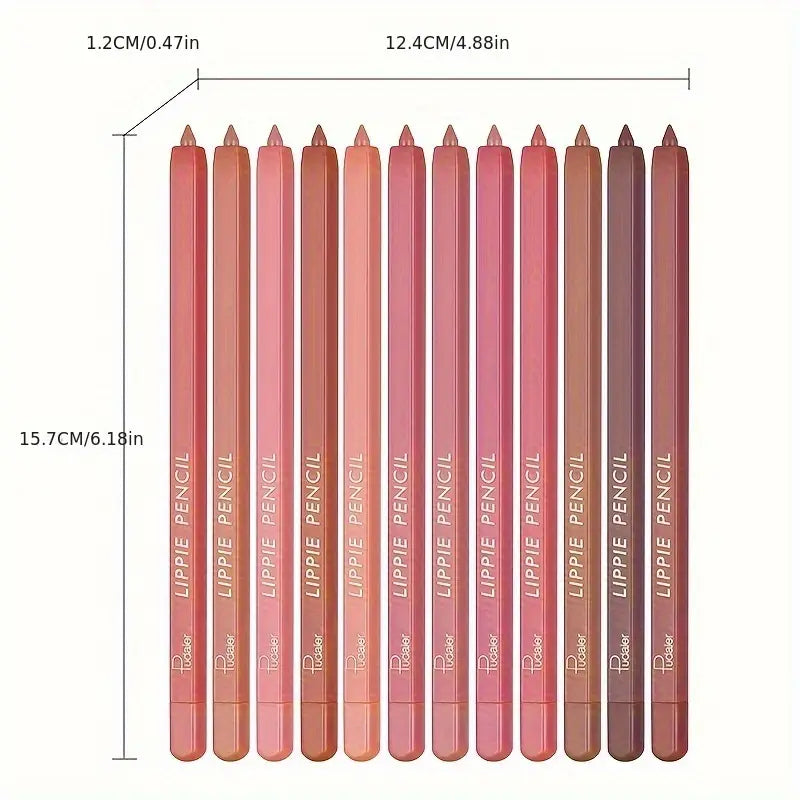 Velvet Matte Lip Liner Pencil – 12 Shades of Smooth Precision
