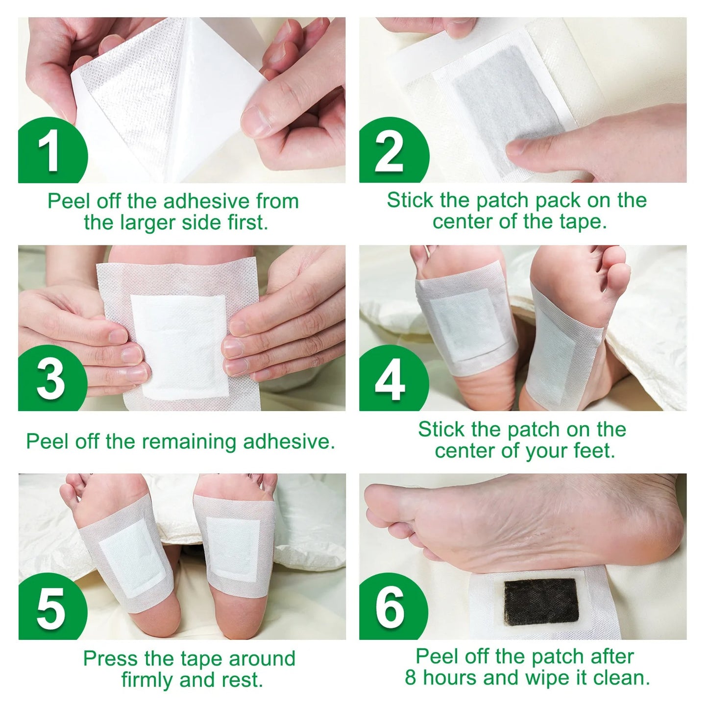 Detox Foot Patches Natural Wormwood Foot Pads Reliefing Stress Deep Cleaning 10pc