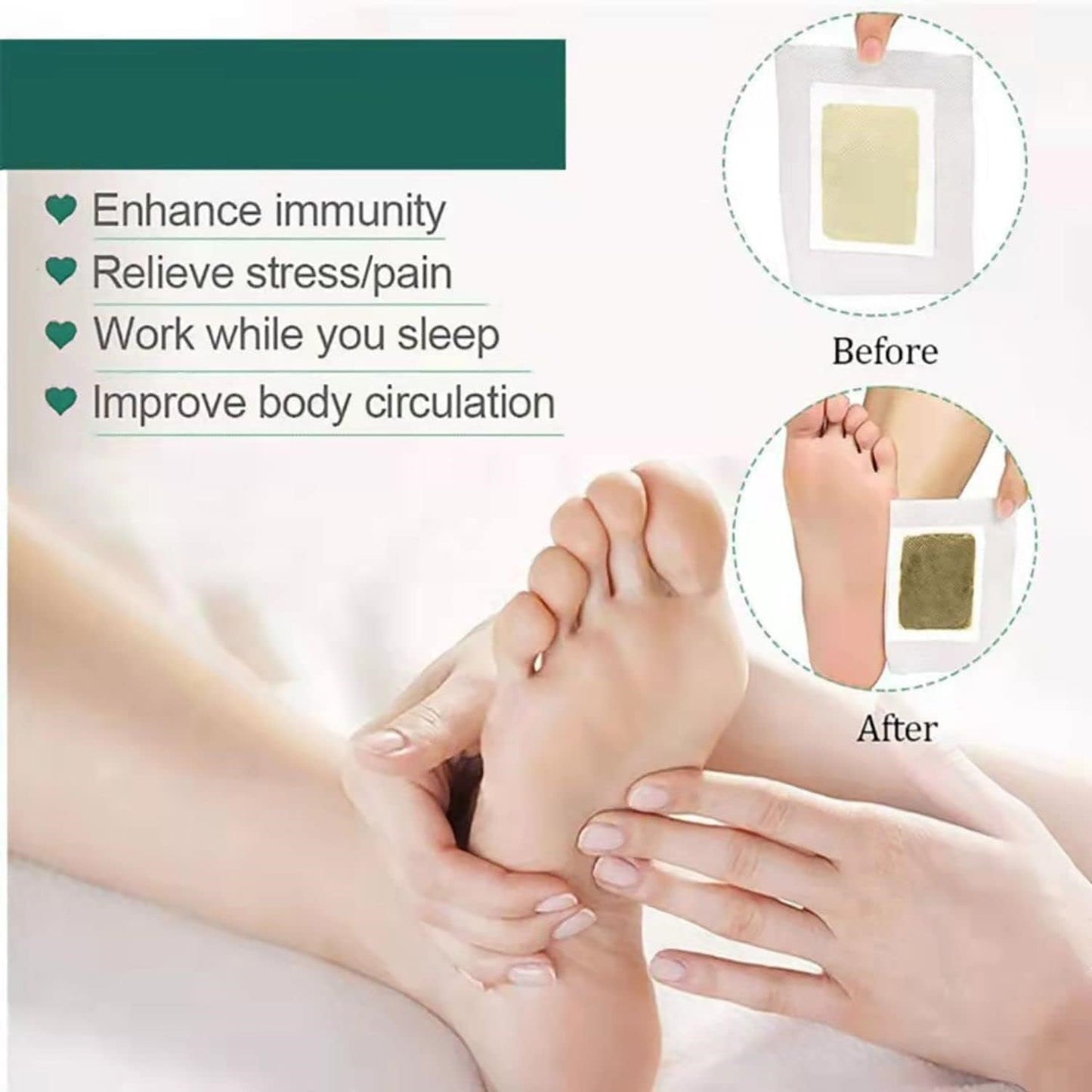 Detox Foot Patches Natural Wormwood Foot Pads Reliefing Stress Deep Cleaning 10pc