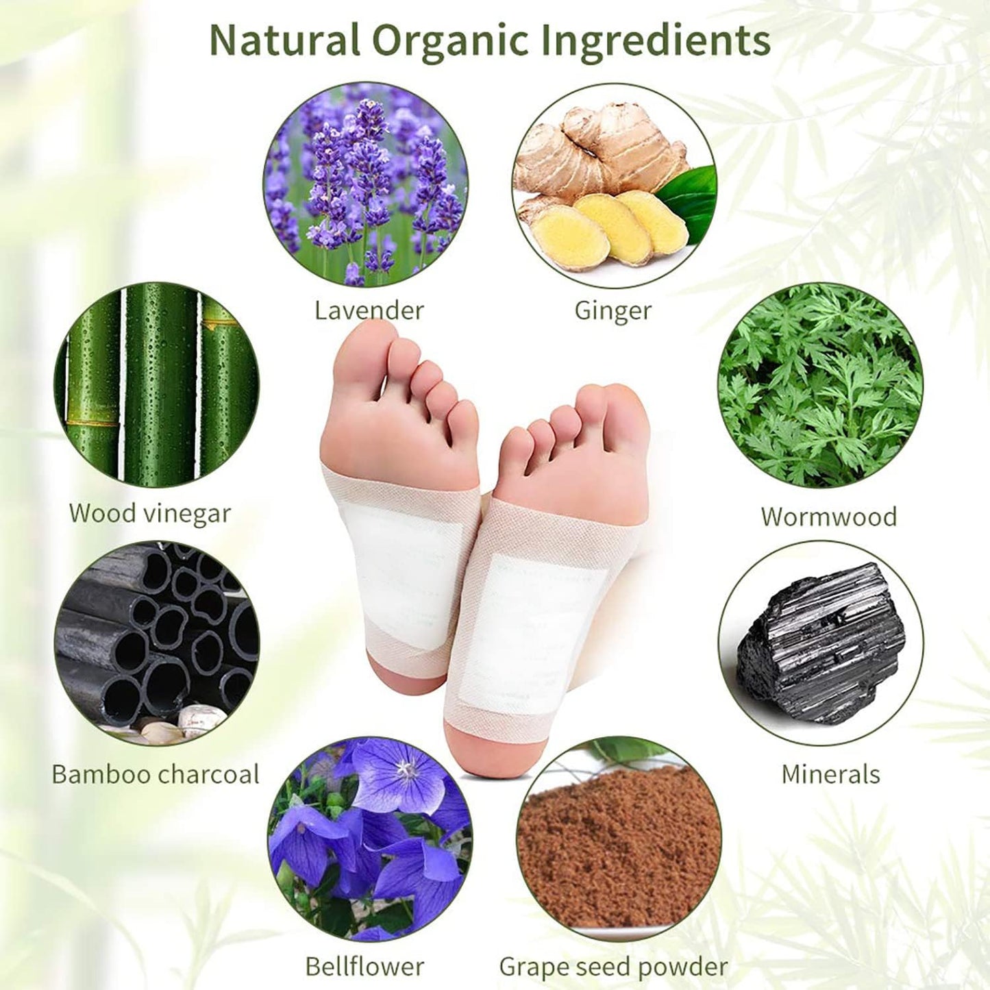 Detox Foot Patches Natural Wormwood Foot Pads Reliefing Stress Deep Cleaning 10pc