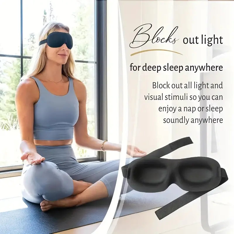 3D Contoured Sleep Mask  | Light-Blocking & Zero Eye Pressure | Adjustable Strap