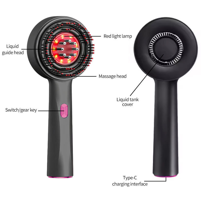 Smart LED Scalp Massager Comb with Liquid Infusion & Red Light Therapy