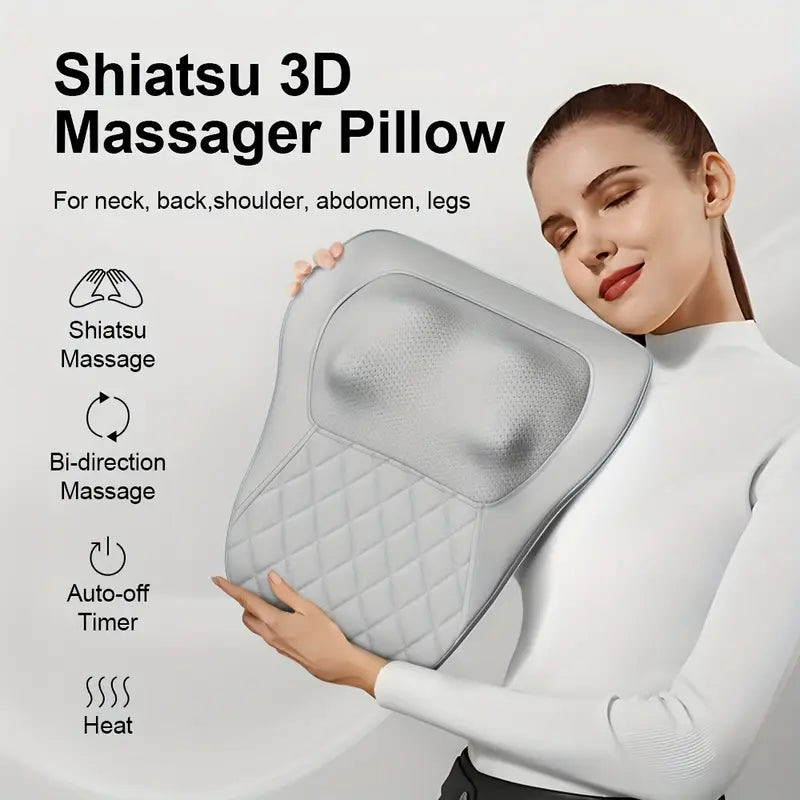 Shiatsu 3D Massage Pillow with Heat – Full Body Relaxation