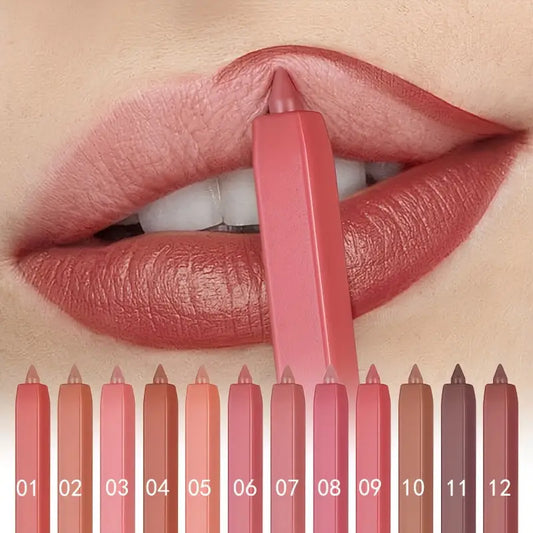 Velvet Matte Lip Liner Pencil – 12 Shades of Smooth Precision